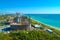 Aerial photo oceanfront real estate condo construction Miami Beach