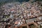 Aerial photo of old colonial town in Quito