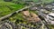 Aerial photo overlooking Industrial and Residential homes in Ballymena Town Co Antrim Northern Ireland