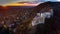 Aerial photo.The panorama of fortress ruins is a Hungarian in sunset.