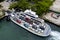 Aerial photo Pelican II Fisher Island Ferry boat transporting cars Miami Beach FL USA