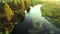 Aerial photo of the river. Autumn landscape