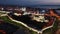 Aerial photo of Russian city Kazan with view of Kazan Kremlin and Volga River.