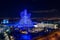 Aerial photo of the Seminole Hard rock casino guitar shaped hotel