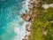 Aerial photo of Seychelles beach at La Digue