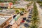 Aerial photo shops at Daytona Beach FL USA palm lines streets
