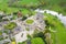 Aerial photo of the small village of Ripley in Harrogate, North Yorkshire in the UK showing the historical British Ripley Castle