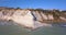 Aerial photo Stair of the Turks in Italian Scala dei Turchi rocky cliff