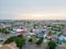 Aerial photo sunset over Galveston and port