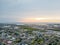 Aerial photo sunset over Galveston and port