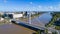 Aerial photo of the Tabarly bridge in Nantes city