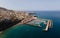 Aerial photo of the Tenerife port of Santiago near the cliffs of Los Gigantes.