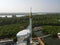 Aerial Photo of Tower building in the middle of the Mangrove Forest, Langsa City, Aceh