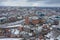 Aerial photo of the town centre of Leeds in West Yorkshire, near the Bridgewater Place apartment building along side the Leeds