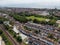 Aerial photo of the town of Worthing, large seaside town in England, and district with borough status in West Sussex, England UK,