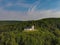 Aerial photo of the Vexier-chapel near the village of Reifenberg at the franconian suisse