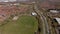 Aerial photo of the village of Walnut Tree and Old Farm Park in Milton Keynes UK showing a typical British housing