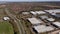 Aerial photo of the village of Walnut Tree and Old Farm Park in Milton Keynes UK showing a typical British housing