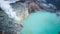 Aerial photo of volcano Ijen in East Java, Indonesia. Acidic crater lake with turquoise sulphuric water.