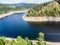 Aerial photograph of the Okertalsperre dam in the Oberharz between Clausthal-Zellerfeld and Goslar, taken with the drone.