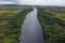 Aerial photograph of the river in the Orinoco Delta, Venezuela