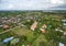 Aerial photograph Thai temple at countryside in thailand