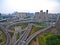 Aerial photography bird-eye view of City viaduct bridge road lan