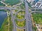 Aerial photography bird-eye view of City viaduct bridge road lan