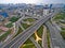 Aerial photography bird-eye view of City viaduct bridge road lan