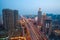 Aerial photography at city elevated bridge of night