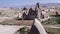 Aerial photography from drone, flight between the mountains of Cappadocia, Goreme. Landscape Panaroma. Aerial view.