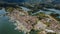 aerial photography with drone, overhead over the Guatape dam