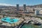 Aerial photography drone point of view from above panorama of modern architecture of Santa Cruz de Tenerife cityscape, major city