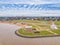 Aerial photography of Encarnacion in Paraguay overlooking the San Jose beach