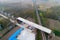 Aerial photography of high-speed railway construction in huai `an, jiangsu province, China.