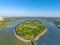 Aerial photography of Hutuo River Ecological Zone, Hutuo River Island, Lanxiu Tower in Shijiazhuang City, Hebei Province, China