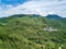 Aerial photography of magnificent scenery of blue sky and green mountains at Kunlun Pass in Nanning, Guangxi, China