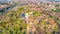 Aerial photography of Meihua Mountain in the Ming Xiaoling Mausoleum Scenic Spot in Nanjing, Jiangsu Province, China in spring