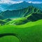 Aerial photography of mountains with rice Breathtaking fantasy landscape of rice Dron view of the rice high resolution