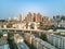 Aerial photography of Nanning city, Guangxi, China, intersection of railway and highway viaduct