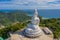 Aerial photography Phuket big Buddha in sunny day.