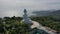 Aerial photography Phuket big Buddha in sunny day.