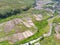 Aerial photography scenery of terraced rice fields