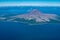 Aerial photography view of Augustine Volcano in Alaska`s Cook Inlet