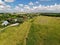 Aerial photography of village in middle strip of Russia