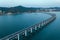 Aerial photos of Dalian cross sea bridge and Xinghaiwan bridge, taken in Dalian, Liaoning Province, China
