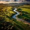 Aerial photos of river and Lewa Conservancy in Africa