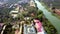 Aerial picture Buddhist monastery complex on river bank