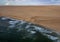 Aerial picture of the landscape of the Namib Desert and the Atlantic Ocean on the Skeleton Coast in western Namibia