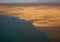 Aerial picture of the landscape of the Namib Desert and the Atlantic Ocean on the Skeleton Coast in western Namibia